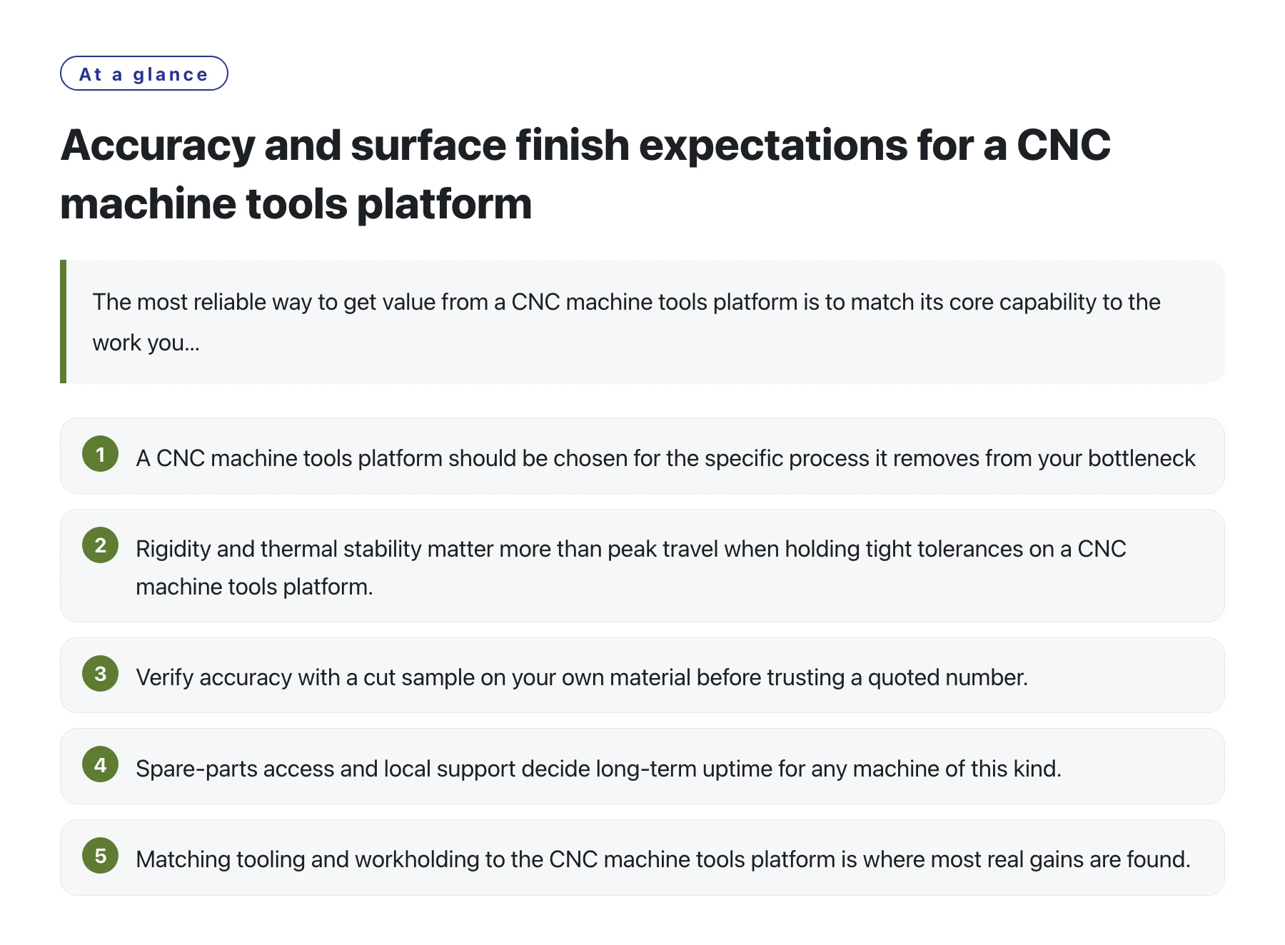 Accuracy and surface finish expectations for a CNC machine tools platform——全文要点速览